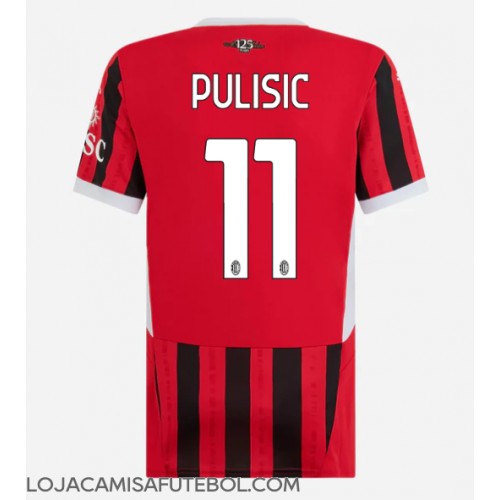 Camisa de Futebol AC Milan Christian Pulisic #11 Equipamento Principal Mulheres 2024-25 Manga Curta